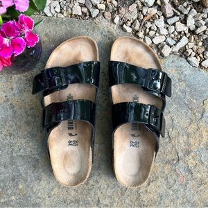 Birkenstock Black Patent Double-Strap Sandals
